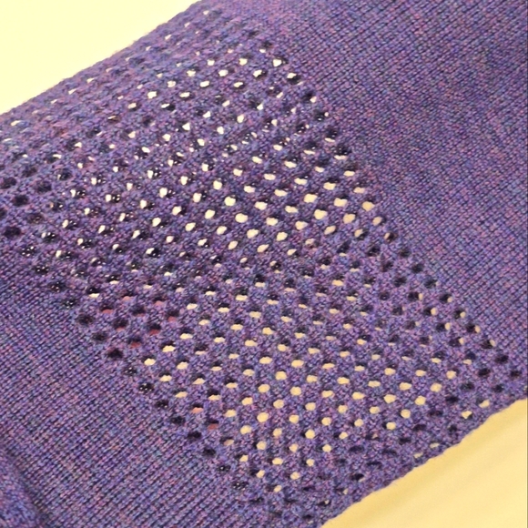 Ellen Tracy Purple Merino Wool Mesh Knit Open Front Cardigan | Women's   size L - Picture 3 of 7